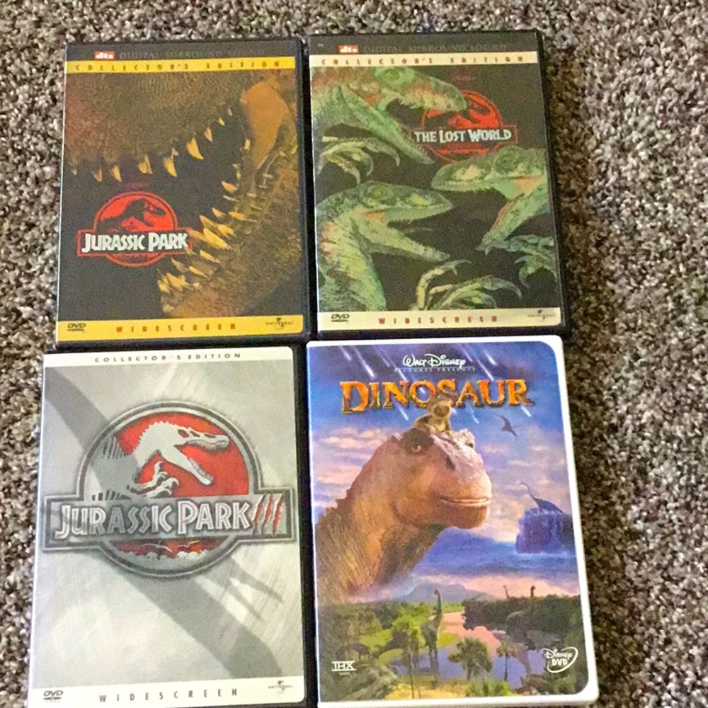 4 DVDs bundle Jurassic Park, Dinosaur DVDs set